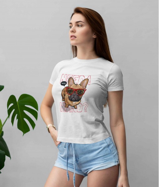 Дамска тениска с щампа Арт Need a hand dog